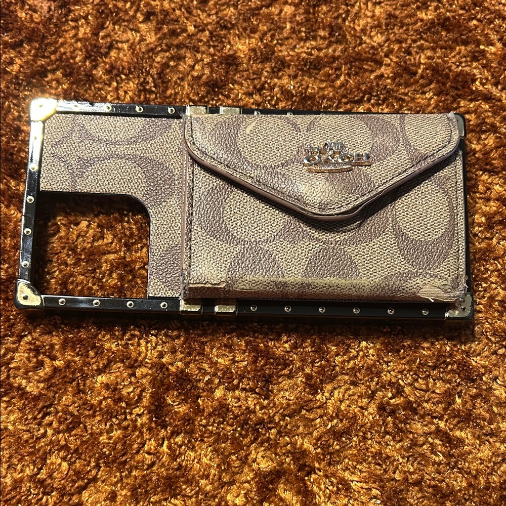 Coach Tan Signature Phone Case with Card Slot